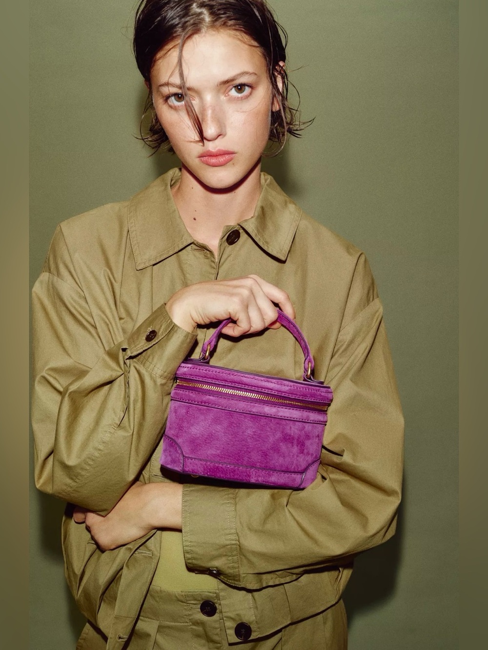 Zara Purple Suede Vanity Top-Handle - NWT